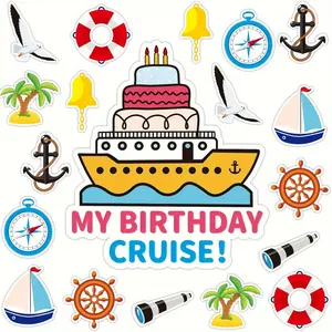 19pcs Fun Cruise-Themed Magnetic Door Decorations - Perfect for Birthdays, Anniversaries & Carnival Parties - No Power Needed, Rubber Material