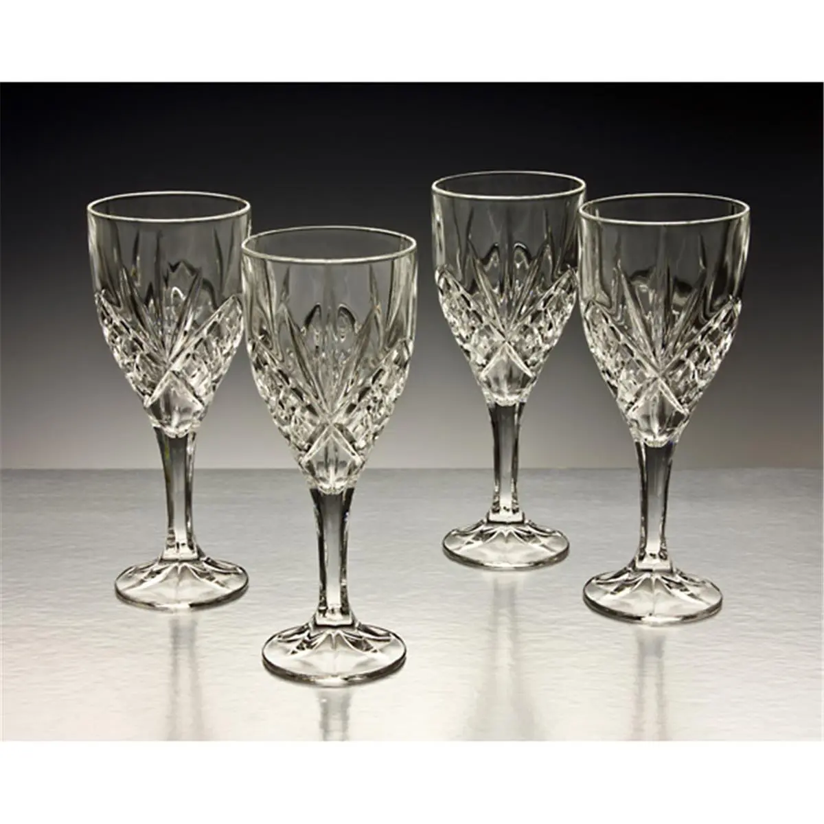 Godinger 9oz Lead Crystal Etched Dublin Wine Glasses - Handmade Irish Bohemian Drinkware, 4-Piece Set for Home Bar, Dining Kitchenware (Crystals, Hand Wash Safe)