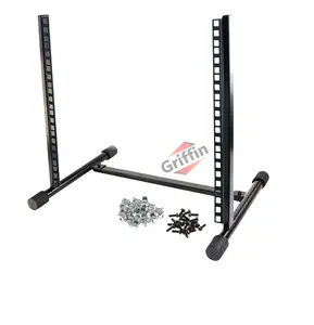 Rack Mount Stand with 10 Spaces by GRIFFIN | Music Studio Recording Equipment Sound Mixer Standing Case & 20 Screws | RackMount Pro Audio Network Amp Server Gear Rails For DJ Booth Cart, Stage & Bands