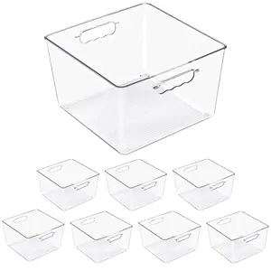 Sorbus Clear Cube Storage Bins, 8 Pack Large Square Organizer Bins with Handles – Stackable Plastic Storage Containers for Cube Storage, Closet, Shelf & Home Organization – BPA-Free