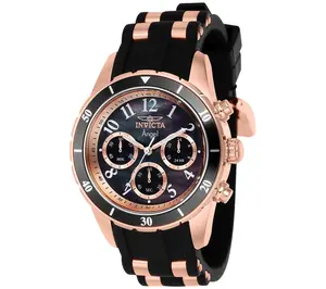 Invicta Women's Angel Rosetone Black Dial Watch
