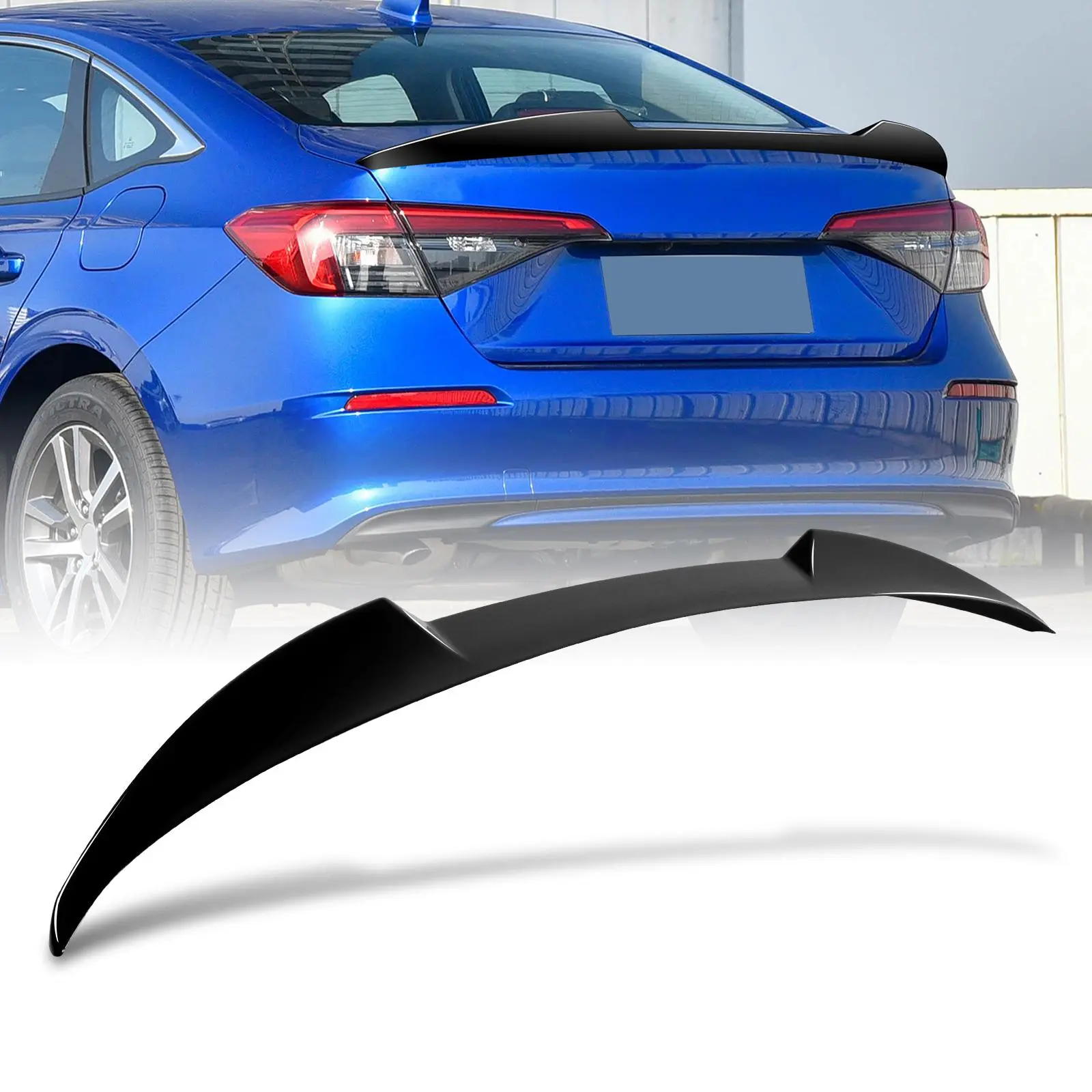 Pspeed Rear Spoiler fit for Honda Civic Sedan EX 2022-2024 for Honda Civic Sedan i-Style/LX/Si/Sport/Touring 2022-2025 Trunk Exterior Duckbill Gloss Black Rear Wing Trunk Spoiler