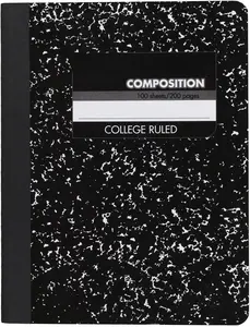 Mead Composition Notebook, College Ruled Paper, 9-3/4" x 7-1/2", 100 Sheets, Black Marble (09932)