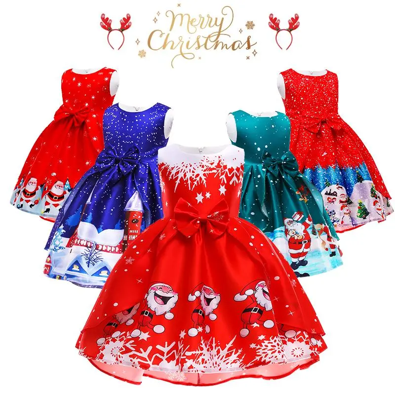 Girls' Santa Christmas Dress, Red & Green Princess Ball Gown Costume for Holiday Parties & Cosplay, Ages 2-10Y (100-150cm), 100Cm (2-3 Years)