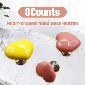 8 Counts Toilet Button Pusher, Love Heart Shaped Toilet Flusher Top Push Button Helper, Toilet Press Tool for Protect Long Nails
