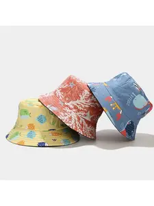 Protective shark-patterned double-sided fisherman hat for men and women, outdoor sun protection hat for students and couples