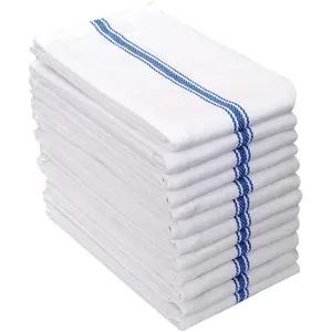 AMOUR INFINI Herringbone Weave Kitchen Towels Cotton Set of 12 Kitchen Hand Towels 28x16 Inch Soft Super Absorbent Quick Dry Washable Dish Towels (Blue)