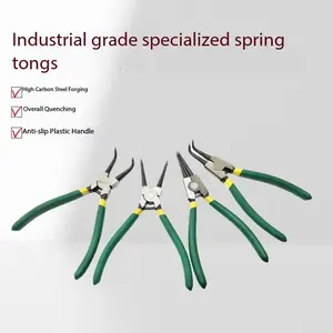 Spring Clamp Set, 4 Piece 7 Inch Internal/external Round Jaw Clamps, Straight/bent Jaws, Precision Spring Clips