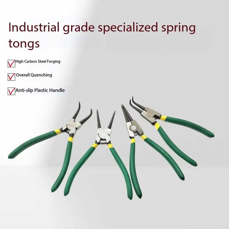 Spring Clamp Set, 4 Piece 7 Inch Internal/external Round Jaw Clamps, Straight/bent Jaws, Precision Spring Clips