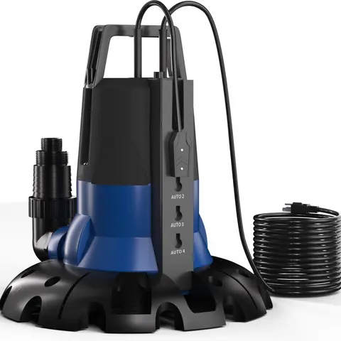 Cofiyard 1/2 HP Automatic Submersible Swimming Pool Pump, 3200 GPH with 25-Foot Power Cord, 4 Pre-Set Stop Levels, Detachable Base for Inground/Above-Ground Pools & Pond Maintenance (Water Pumps & Accessories Line)