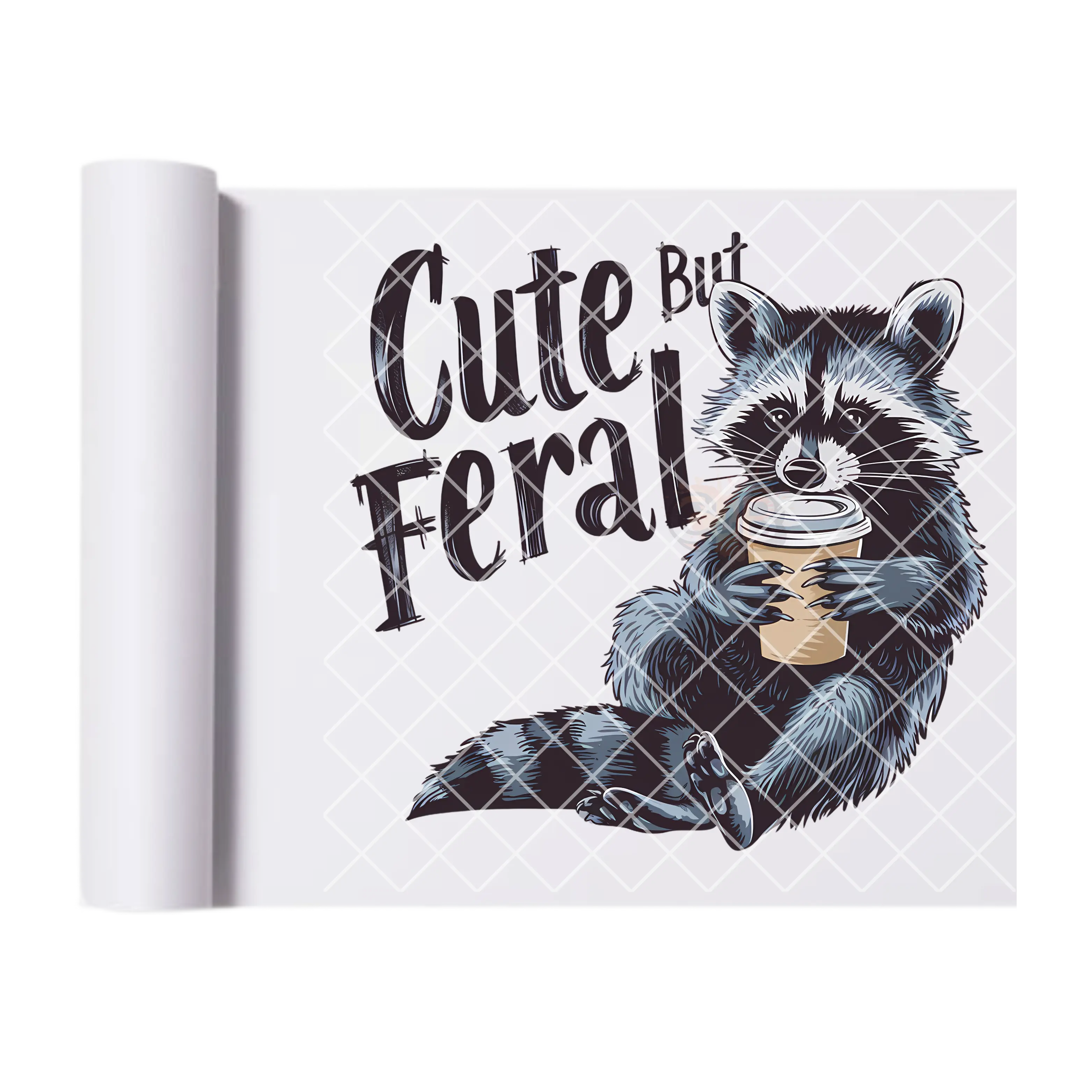 Cute raccoon coffee DTF film t shirt transfer