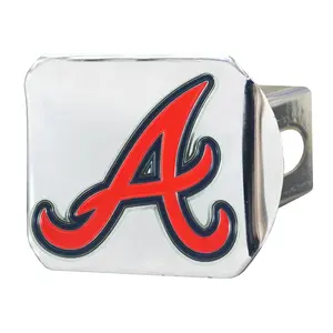 Atlanta Braves Color Emblem On Chrome Hitch Cover
