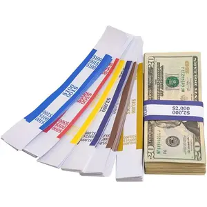 300 Assorted Self-Adhesive Currency Straps 7.5 x 1.15 Inches Money Bill Band Straps for Currency Bundles Total 300 Pack 50 of Each Colors