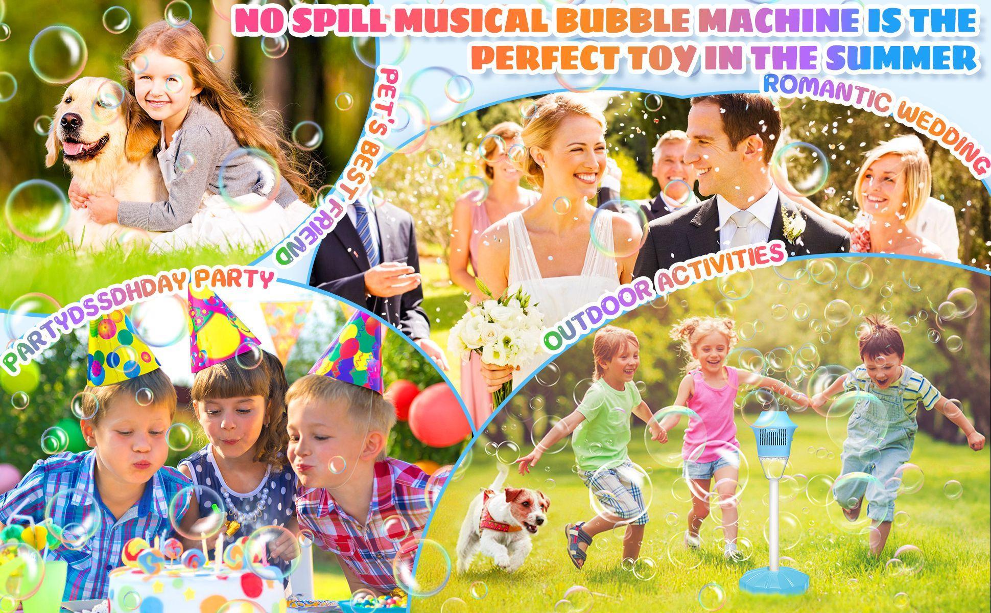 Automatic bubble machine for kids, spring and summer bubble toy, with lights, rechargeable for outdoor use, perfect Easter gift for children.