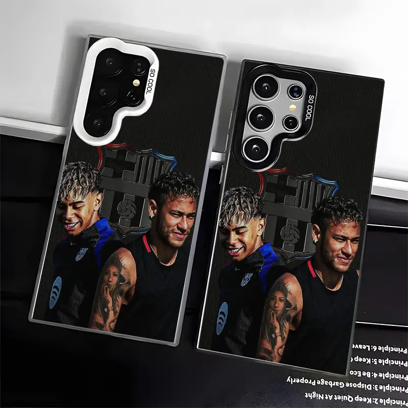 Yamal and Neymar Casing For SAMSUNG GALAXY S22 S23 S24 FE ULTRA Black and white Stylish Acrylic Shockproof Protection Anti-Drop Phone Cases Shell Cover football