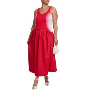 ELOQUII Women's Plus Size Flare Skirt Tank Dress