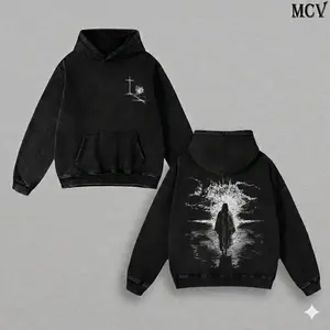 Crown of Thorns Faith Washed Hoodie, Vintage Christian Heavy Cotton Oversized Pullover