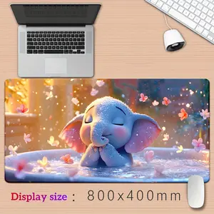 1pc Realistic Sakura Shower Elephant printing Mousepad, Keyboard Gaming Accessories Mouse Mat, Office Computer PC Gamer Laptop Desk Mat, Natural Rubber Anti-Slip Office Mouse Pad