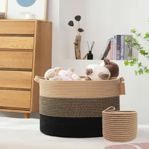 21.13 Gallon New Extra Large Blanket Storage Basket 21-Inch X21-Inch X13.6-Inch |   7-Inch X7-Inch X5.5-Inch Toy Finishing and Storage |   Cotton String Woven round Basket for Blanket |   Newborn Baby Moses Baskets. Comes with a Small Basket.