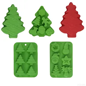 Christmas Themed Silicone Molds, 1 Set Food-grade Heat-resistant Baking Pans, Multi-functional DIY Cake Cookie Chocolate Candy Decorations