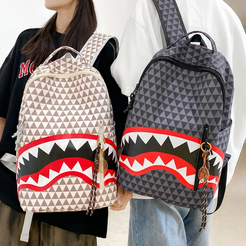 Sprayground Large Capacity Street Trend Shark Bag Men's Backpack Travel Bag (Lattice) Sprayground Large Capacity Street Trend Shark Bag Men's Backpack Travel Bag (Lattice)