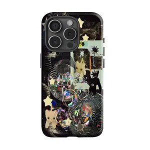 Whimsical Disco Cat Phone Case 17 16 15 14 13 12 11, Surreal Collage Art Phone Cover, Gift for him for her, Protective Cover