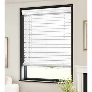 2-inch Cordless Faux Wood Blinds with Royal Valance, Room Darkening Horizontal Window Blinds, Inside Mount Blinds for Windows - Fit for 34.625" W x 36" H - White