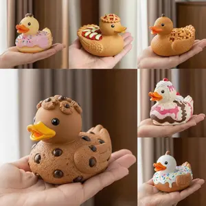 Creative Dessert Shaped Cake Duck Series, Resin Figurines Unique Design Variety, Decorative Collectible Items for Home Decoration, Home Decor Ornaments