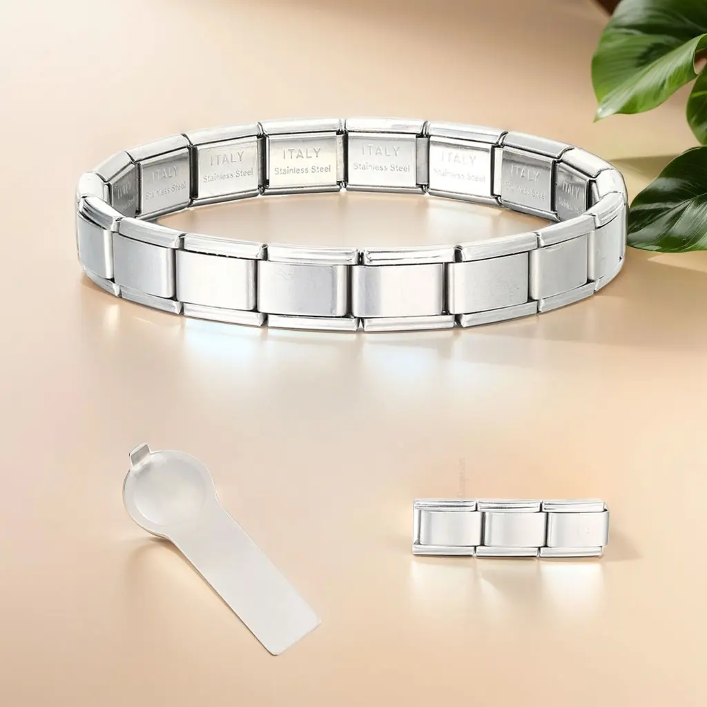 Hot Italian Charm Bracelets DIY Basic Chain Stainless Steel Bangle Versatile Assembled Modules Ideal Gift 9mm Universal Dropshipping Gift for love