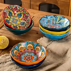 Bohemian Ceramic Sauce Dish Set of 6, Perfect Pair for BBQ & Hot Pot, Ideal Home Decor & Dining Choice, Kitchen Essential