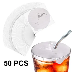 50 PCS Protective Drink Cap, Covers for Alcohol Protection, Drink Covers for Alcohol Protection,  Drink Protector Stickers, Fits Most Cup Sizes, Keeps Unwanted Items From Getting Into Cups, Universal Cup Lid