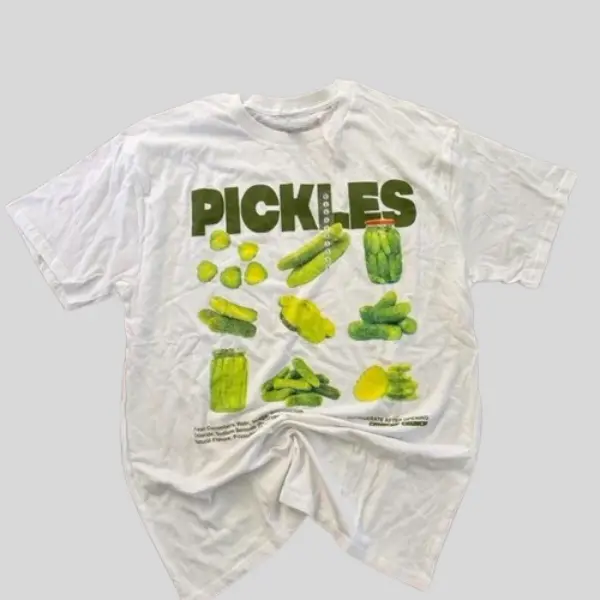 Funny Pickle Graphic Tee, Vintage Food Meme Shirt, Retro Y2K Humor Tee, Unisex Style