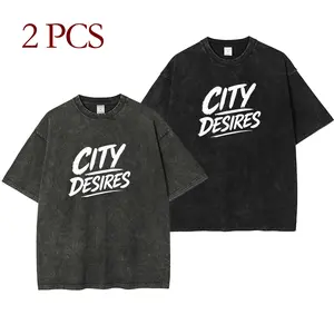2-Pack Men’s “City Desires” Vintage Washed T-Shirts | Breathable & Comfortable Cotton, Premium DTG Digital Print, Oversized Streetwear Tees, Casual Everyday Wear, Direct Shipping to the U.S.