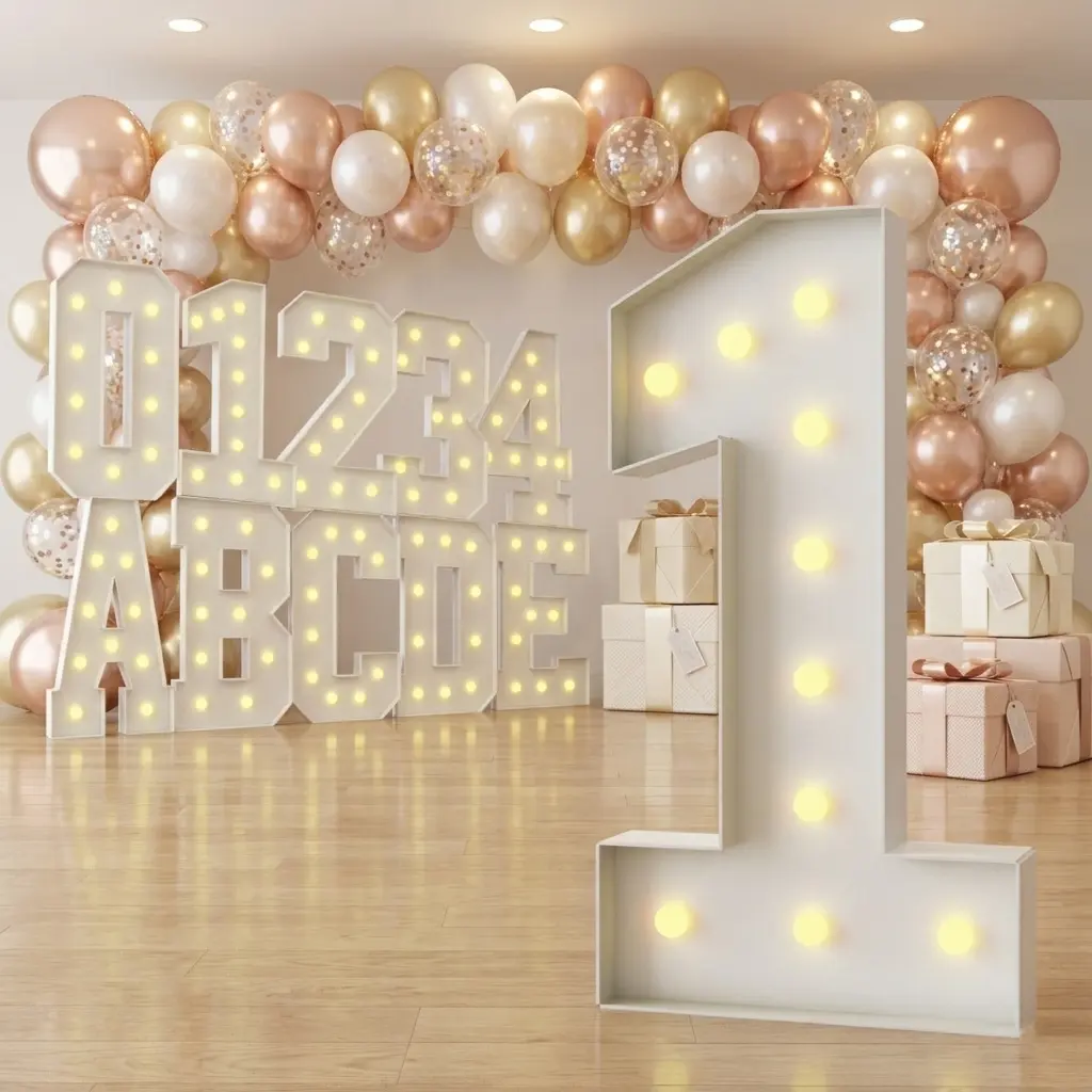 3FT Light Up Numbers & Letters 0-9 & A-Z, Assembly Required, 3FT/36in LED Warm Paper Foam Marquee Numbers & Letters for First Birthday Party Birthdays Graduation Anniversary Wedding Proposal Baby Shower #Summerwins