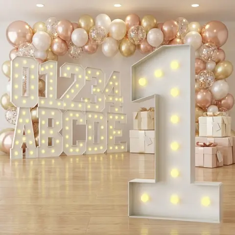 36in LED Warm PS Garden Light-Up Numbers-Letters (0-9 & A-Z, 3-Sided), Assembly Required, Festive Party Decoration for Birthday, Graduation