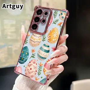 Phone Case Compatible with Samsung Galaxy S23 Ultra S24 Plus S25 S22+ FE Edge Easter Egg Delight Pattern Electroplating Transparent Silicone Drop-proof Protective Cover