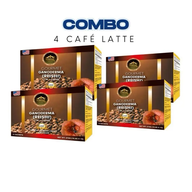 Gourmet Combo Café Latte with Ganoderma Reishi - 4 Pack of Premium Coffee Beverages