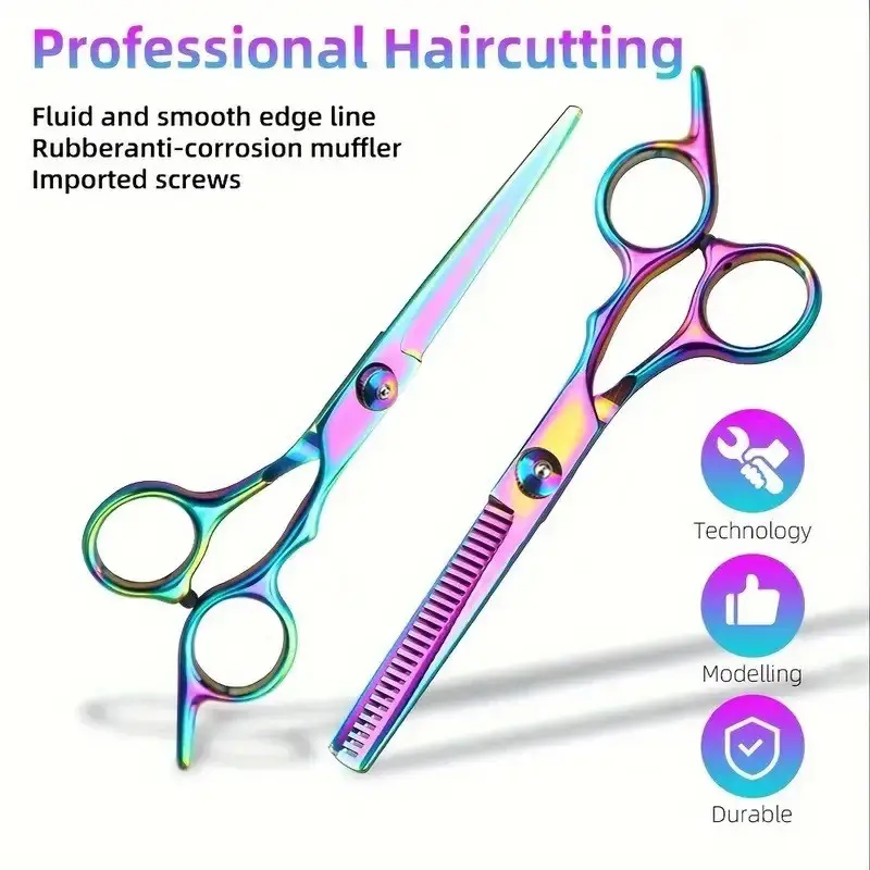 7PCS Hairdressing Kit, Haircut Kits - Stainless Steel Scissors, Thinning Shears & Heatless Styling Tools With Apron And Beard Razor - Salon-Quality Set For Barbers And Stylists, Barber & Haircutting Accessories, Precision Styling Tools, Barber Supplies