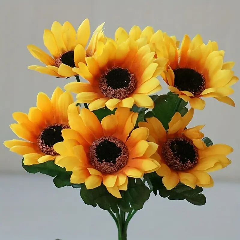 UV-Resistant Silk Artificial Sunflower Bouquets - 2 Bunches Floral Decor for Home, Wedding Outdoor Garden Party Centerpieces