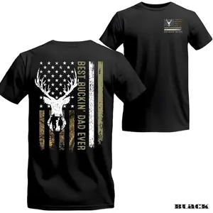 Best Buckin Dad Ever Camo Hunting Flag Shirt, Hunting Dad Graphic Tee Shirt, Funny Dad Shirt, Father's Day Gift, Best Dad Ever, Father's Day, Gift For Dad , Unisex Casual T-Shirts