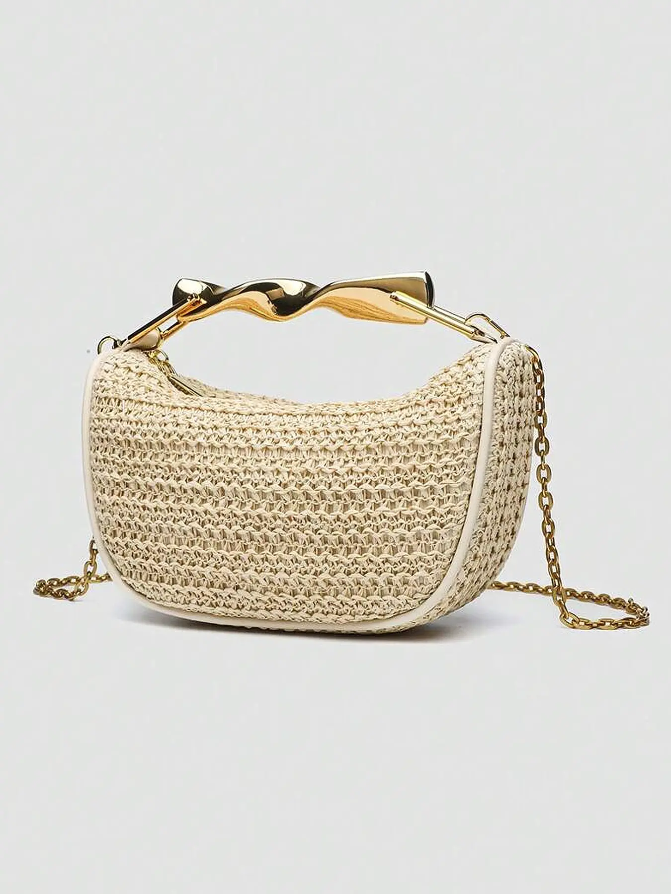 Casual Trendy Purses, casual holiday style hand-held straw bag, a versatile contrasting color design Hobo crossbody bag, can be carried by hand or shouldered, suitable for shopping, seaside vacation travel, etc., Handbag Shoulder Purse