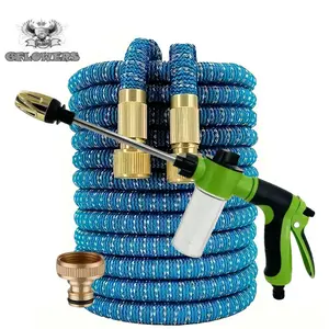 1PC retractable garden water pipe, equipped with high-pressure water gun nozzle, elastic TPE inner pipe and 3/4 inch American standard threaded joint, perfect for car washing and outdoor home cleaning. Multiple sizes to choose from, I brand GFLOWERS