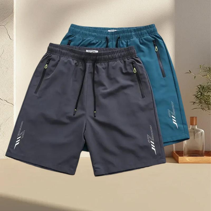 Lightweight   -  Waist with Adjustable Drawstring, Side Pockets,  Fabric for Basketball, Running, Beach & Outdoor Sports -  , Workout Gear, Regular Fit, Comfortable Fit, Gym Enthusiasts Quick-Dry Elastic Athletic Shorts Set men's summer Casual Breathable