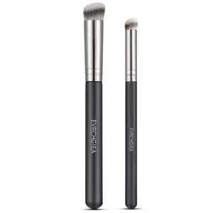 Angled Flat Concealer Brush Set, 2Pcs Dense under Eye Nose Contour Brush for Liquid Foundation Cream Powder Blending Buffing Stippling (270+370)… EVRCHGIEA