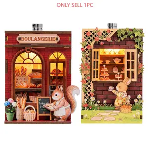 Fridge Magnet DIY Book Nook Kit, 3D Puzzle Toy, Dollhouse Shop Animal Mini House, Creative Assembly Model, Decorative Furniture