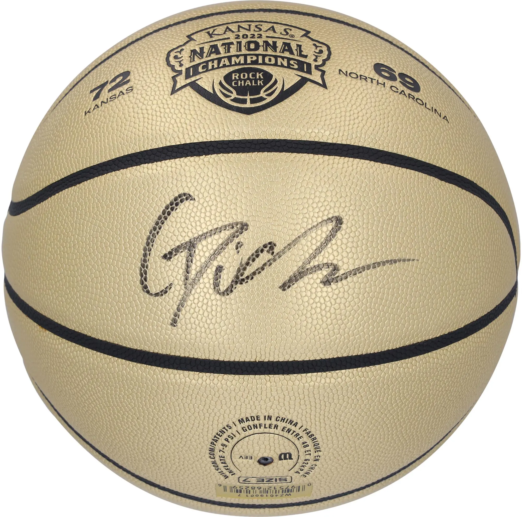 Gradey Dick Kansas Jayhawks Autographed Wilson 2022 NCAA Men's Tournament Champions Trophy Basketball - Fanatics Authentic Certified