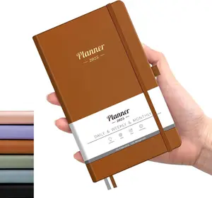 2025 Pocket Calendar Pocket Planner, Monthly and Weekly Planner 15 Months, Vegan Leather Hardcover, Brown