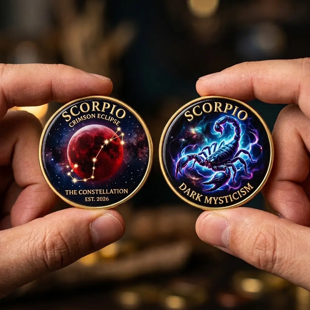 12 Zodiac Signs Challenge Coin | Premium 3D Embossed Metal Coin | Double Sided Same Design | Astrology Collectible | Horoscope Gift | Zodiac Collector Coin