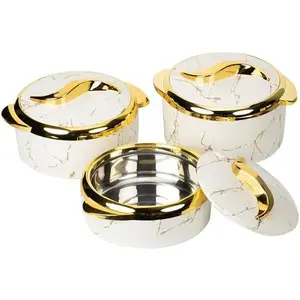 3-Piece 2.6/2.1/1.6qt Thermal Casserole Dish Set with Lids, Insulated Stainless Steel Container for Hot & Cold Food, (white)