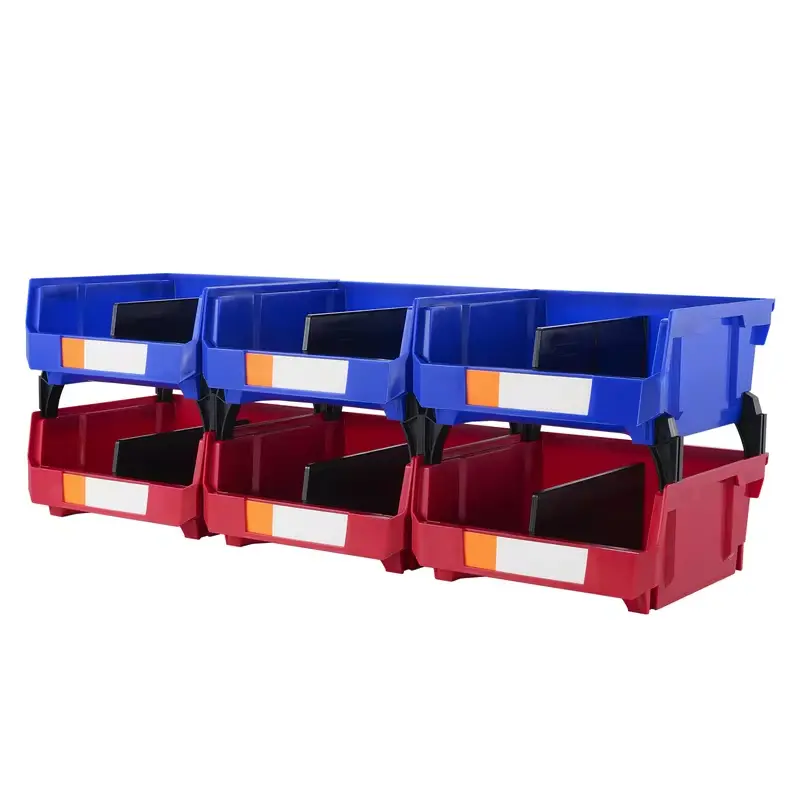 6pcs Garage Storage Bin Hanging Stackable Wall Mounted Organizer Bin Stacking Containers for Closet Kitchen Office